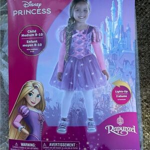 NWT Disney Princess Rapunzel Kids Dress with light up skirt - Medium 8 - 10
